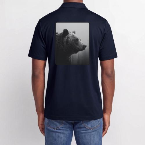 Grizzly Bear Black White Portrait Design - Adidas Performance Polo