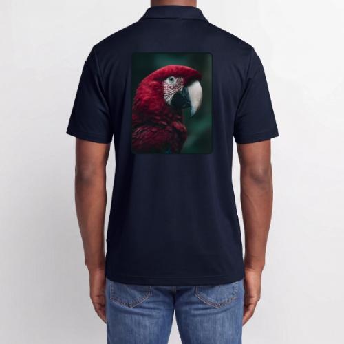 Red Green Macaw Bird Portrait Design - Adidas Performance Polo