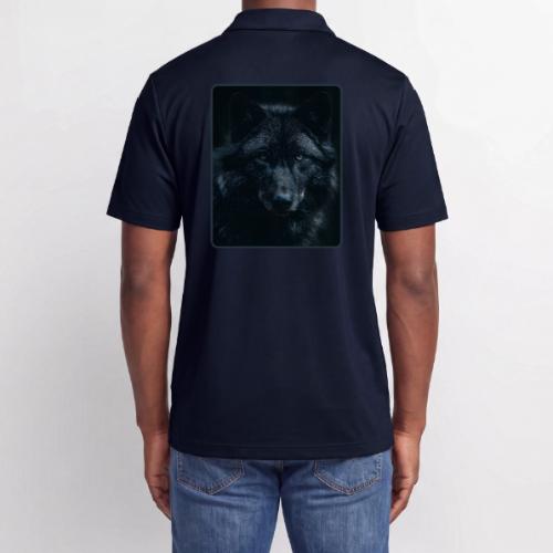 Black Wolf Intense Eyes Portrait Design - Adidas Performance Polo