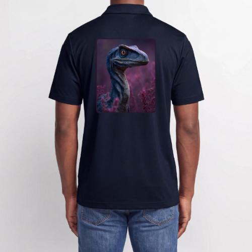 Blue Velociraptor Portrait Design - Adidas Performance Polo