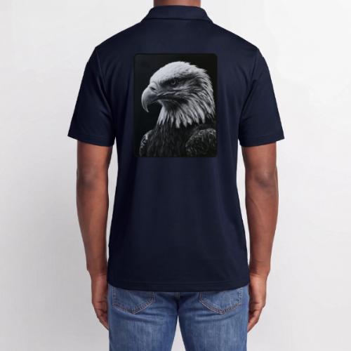 Black White Bald Eagle Design - Adidas Performance Polo