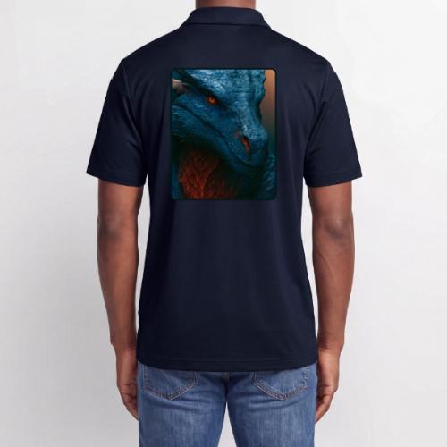 Turquoise Dragon Fire Eye Design - Adidas Performance Polo