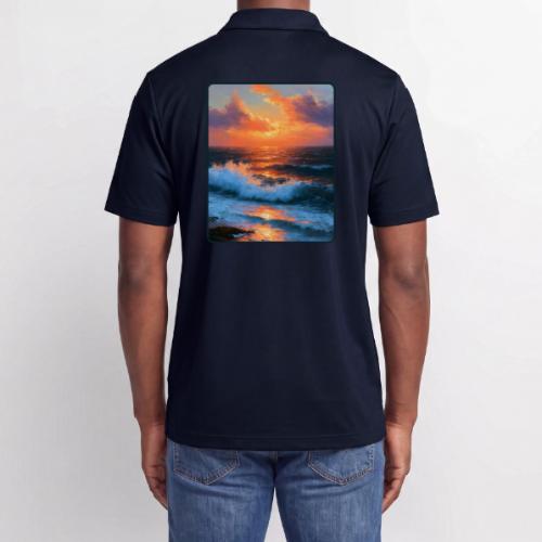 Sunset Storm Waves Oil Painting - Adidas Performance Polo