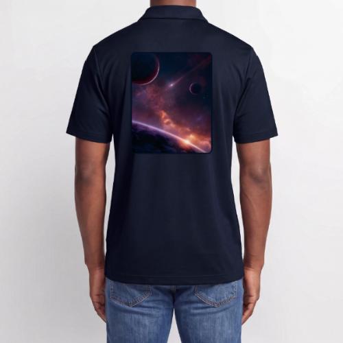 Cosmic Sunset Nebula Space Art - Adidas Performance Polo