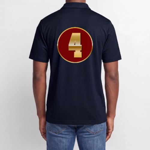 Number 4 in Gold Varsity Font - Adidas Performance Polo