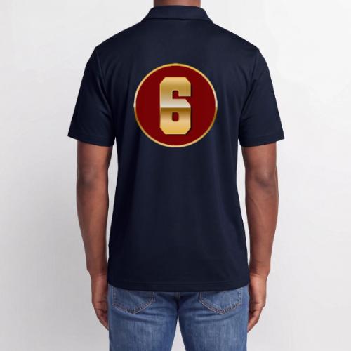 Number 6 in Gold Varsity Font - Adidas Performance Polo