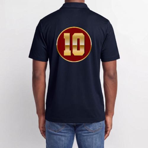 Number 10 in Gold Varsity Font - Adidas Performance Polo