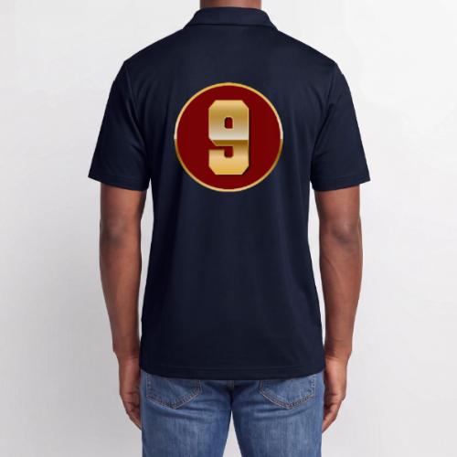 Number 9 in Gold Varsity Font - Adidas Performance Polo