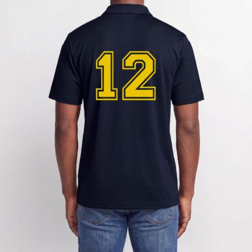 Number 12 in a classic athletic collegiate font - Adidas Performance Polo