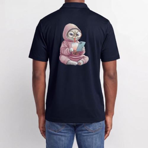 Cool Cat Bubble Tea Cartoon Design - Adidas Performance Polo