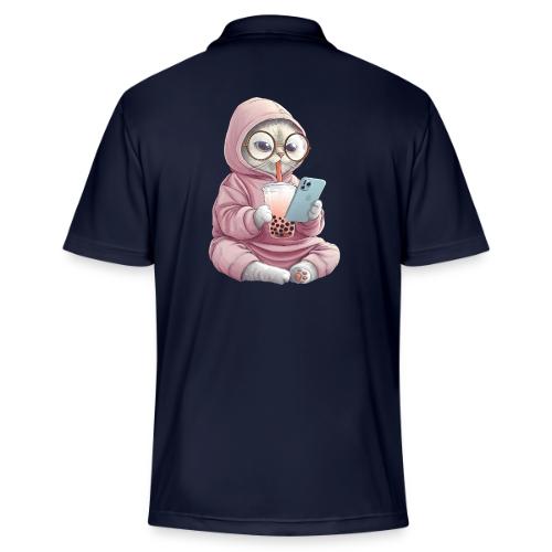 Cool Cat Bubble Tea Cartoon Design - Adidas Performance Polo