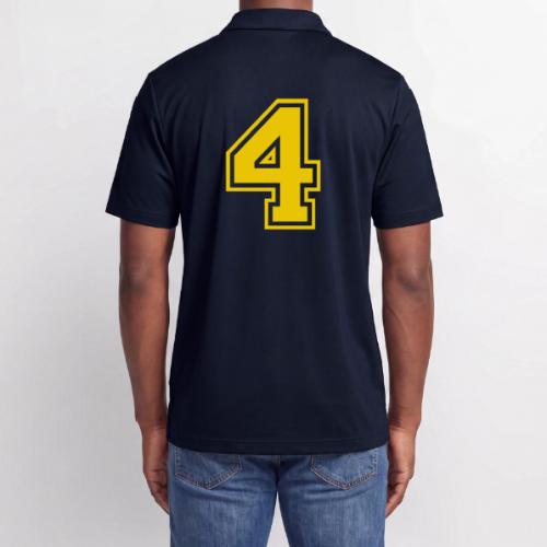 Number 4 in a classic athletic collegiate font - Adidas Performance Polo