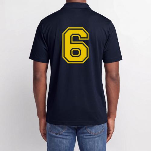 Number 6 in a classic athletic collegiate font - Adidas Performance Polo