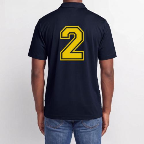 Number 2 in a classic athletic collegiate font - Adidas Performance Polo
