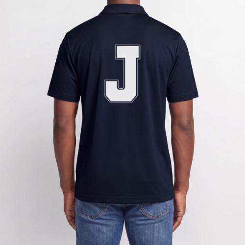White Letter J – Varsity Alphabet Monogram - Adidas Performance Polo