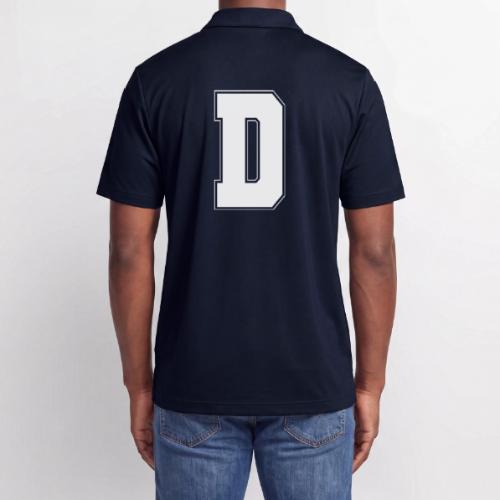 White Letter D – Varsity Alphabet Monogram - Adidas Performance Polo