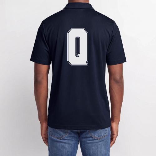 White Letter Q – Varsity Alphabet Monogram - Adidas Performance Polo