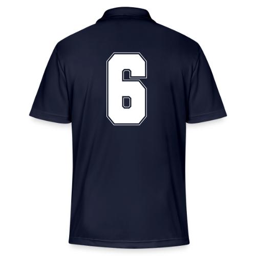 White Number 6 – Varsity Font - Adidas Performance Polo