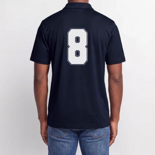 White Number 8 – Varsity Font - Adidas Performance Polo