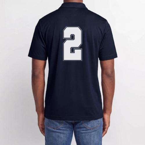 White Number 2 – Varsity Font - Adidas Performance Polo