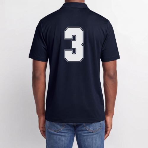White Number 3 – Varsity Font - Adidas Performance Polo