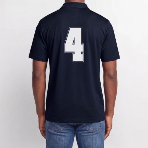 White Number 4 – Varsity Font - Adidas Performance Polo
