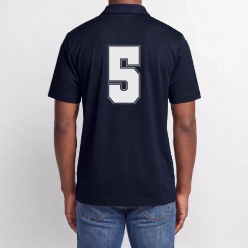 White Number 5 – Varsity Font - Adidas Performance Polo