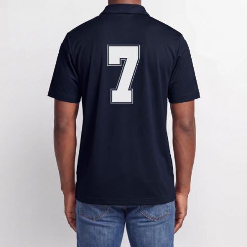 White Number 7 – Varsity Font - Adidas Performance Polo