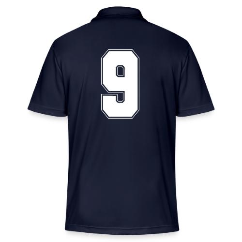 White Number 9 – Varsity Font - Adidas Performance Polo
