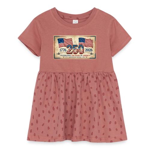 USA 250th Anniversary Flags Emblem - Infant Baby Rib Dress