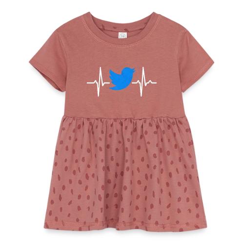 Social Media Heartbeat Blue Bird Graphic - Infant Baby Rib Dress