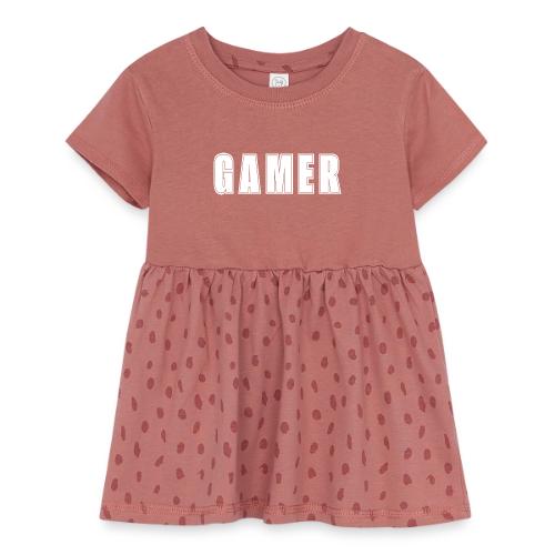 Gamer Collegiate White Text Design - Infant Baby Rib Dress