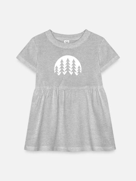 Night Landscape: Black Pine Trees in Moonlight - Infant Baby Rib Dress -  - Front