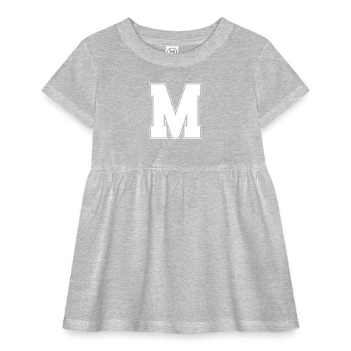White Letter M – Varsity Alphabet Monogram - Infant Baby Rib Dress