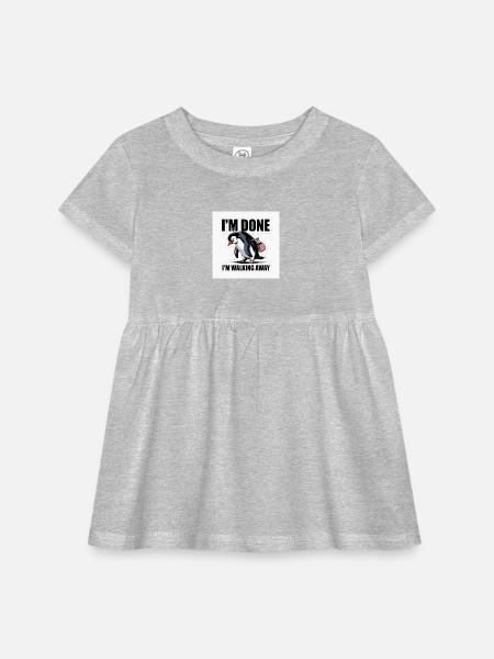 Penguin Done Walking Away - Infant Baby Rib Dress -  - Front