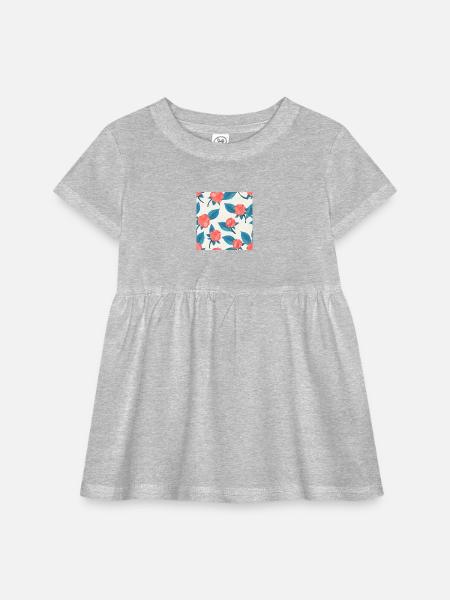 Raspberry Blue Floral Pattern - Infant Baby Rib Dress -  - Front