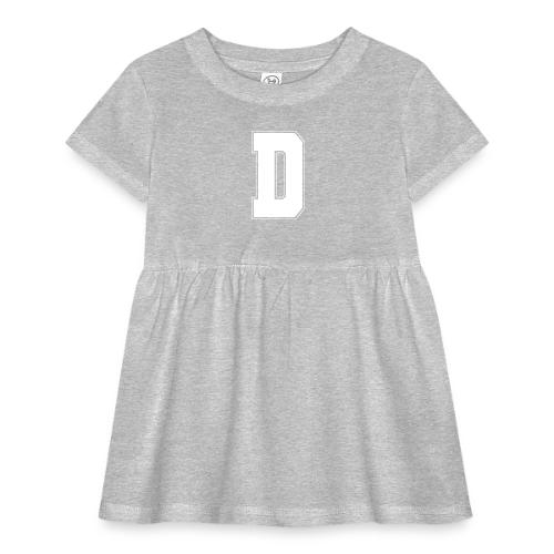 White Letter D – Varsity Alphabet Monogram - Infant Baby Rib Dress