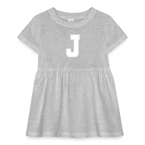 White Letter J – Varsity Alphabet Monogram - Infant Baby Rib Dress