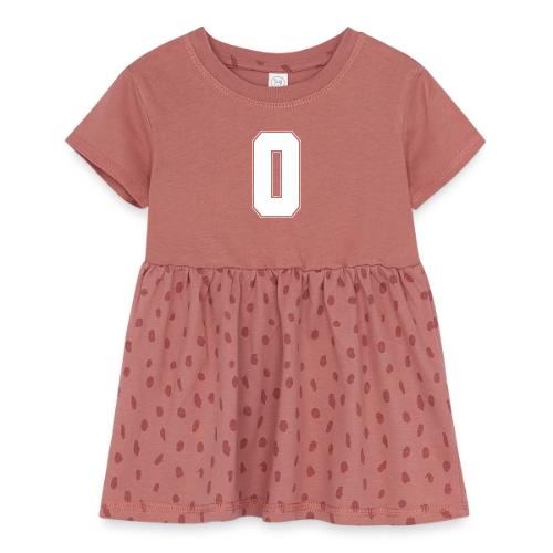 White Number 0 – Varsity Font - Infant Baby Rib Dress