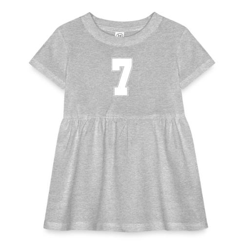 White Number 7 – Varsity Font - Infant Baby Rib Dress