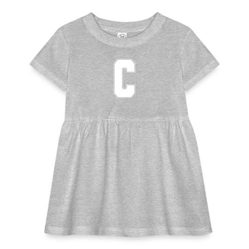 White Letter C – Varsity Alphabet Monogram - Infant Baby Rib Dress