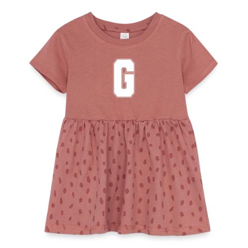 White Letter G – Varsity Alphabet Monogram - Infant Baby Rib Dress