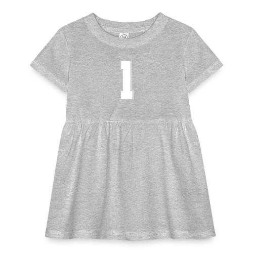 White Number 1 – Varsity Font - Infant Baby Rib Dress