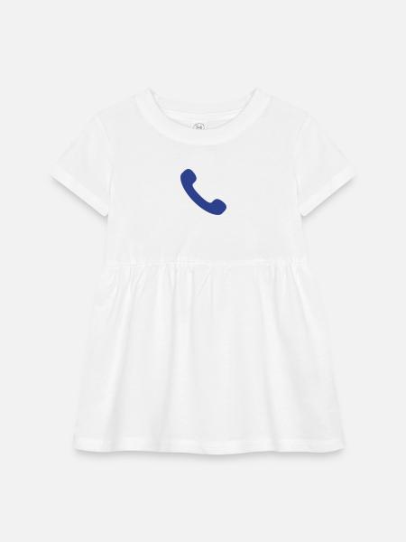 phone - Infant Baby Rib Dress - white - Front