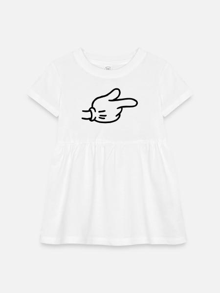 Pointing Hand - Infant Baby Rib Dress - white - Front
