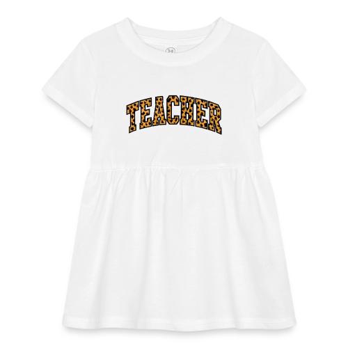 Leopard Print Teacher Typography - Infant Baby Rib Dress