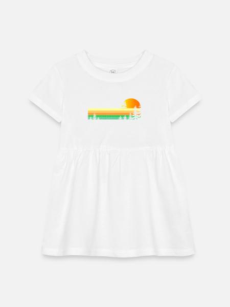 Sunset Pines Retro Landscape - Infant Baby Rib Dress - white - Front