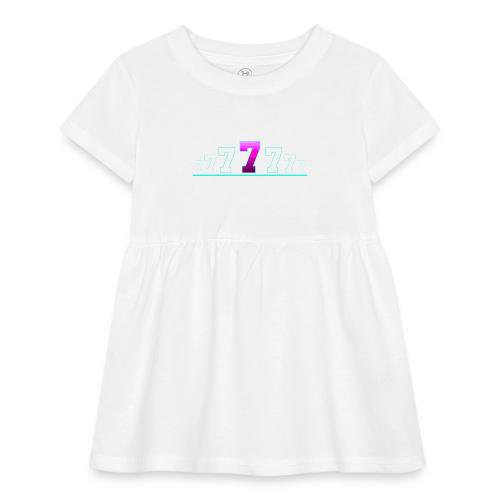 Number 7 in Magenta: Varsity Font - Infant Baby Rib Dress