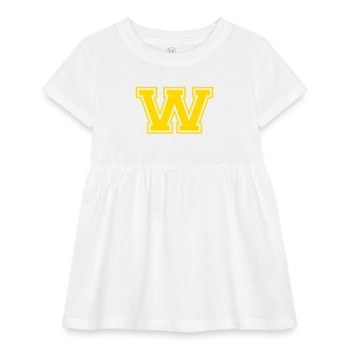 Letter W – Capital Athletic Alphabet Monogram - Infant Baby Rib Dress