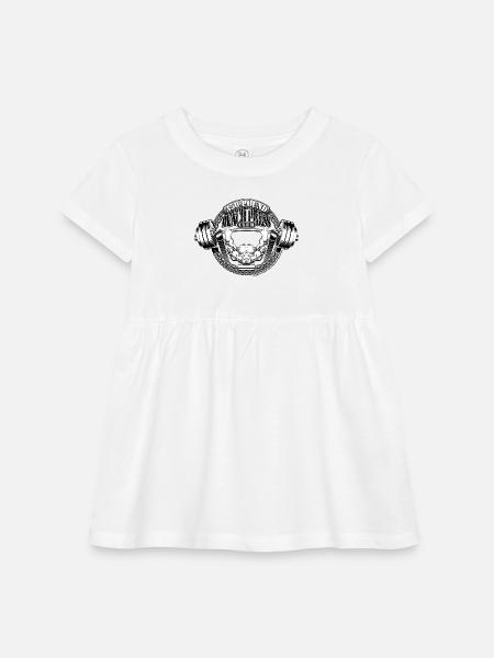 350 lb Bench Club B&W - Infant Baby Rib Dress - white - Front